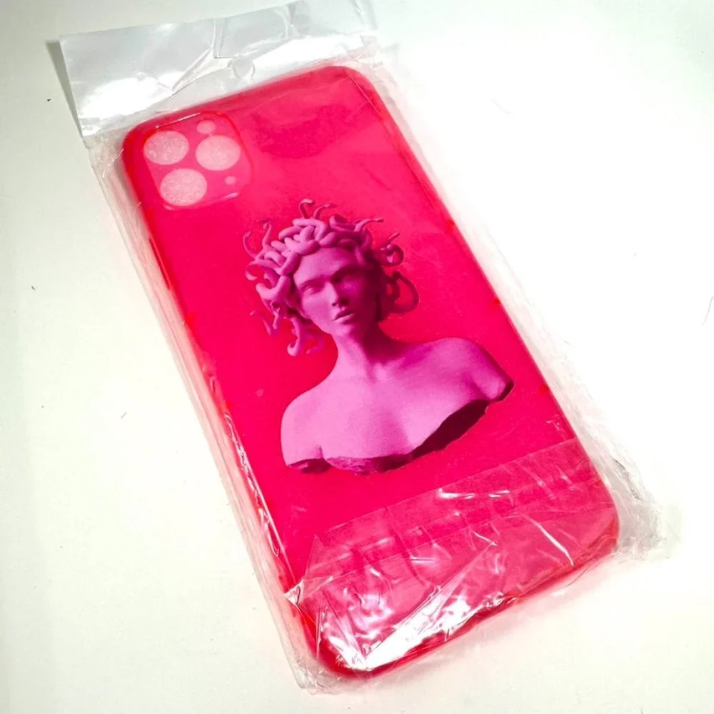 iPhone 11 pro max rubber medusa neon pink case cover NWT
